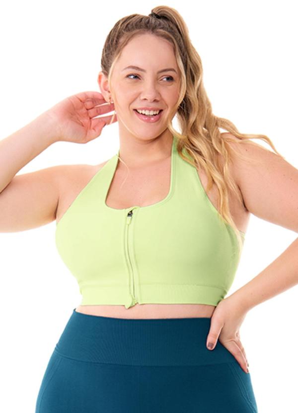 Zee Rucci - Top Plus Size com Zíper e Bojo Removível Verde