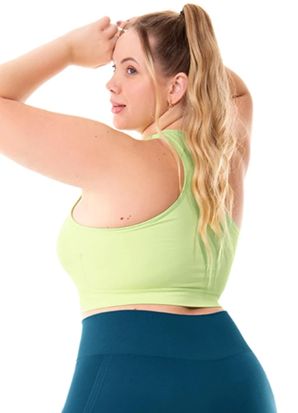 Zee Rucci - Top Plus Size com Zíper e Bojo Removível Verde 2