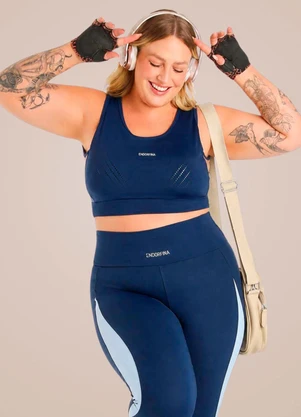 Endorfina - Top Plus Size Feminino Super Power Azul - ENDORFINA