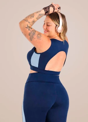 Endorfina - Top Plus Size Feminino Super Power Azul - ENDORFINA