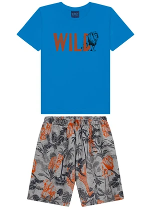 Ddk - Conjunto Camiseta e Bermuda Infantil Azul - DDK