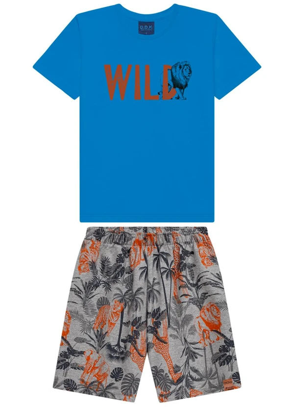 Ddk - Conjunto Camiseta e Bermuda Infantil Azul