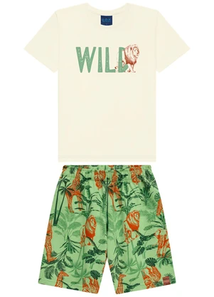 Ddk - Conjunto Camiseta e Bermuda Infantil Branco - DDK