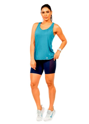 Cobertura - Regata com Estampa Feminina Azul - COBERTURA