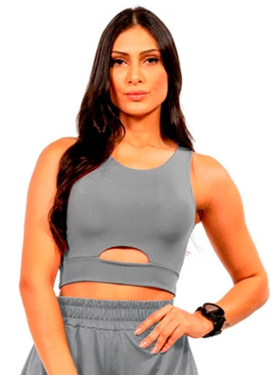 Cobertura - Regata Cropped Power Feminino Cinza - COBERTURA