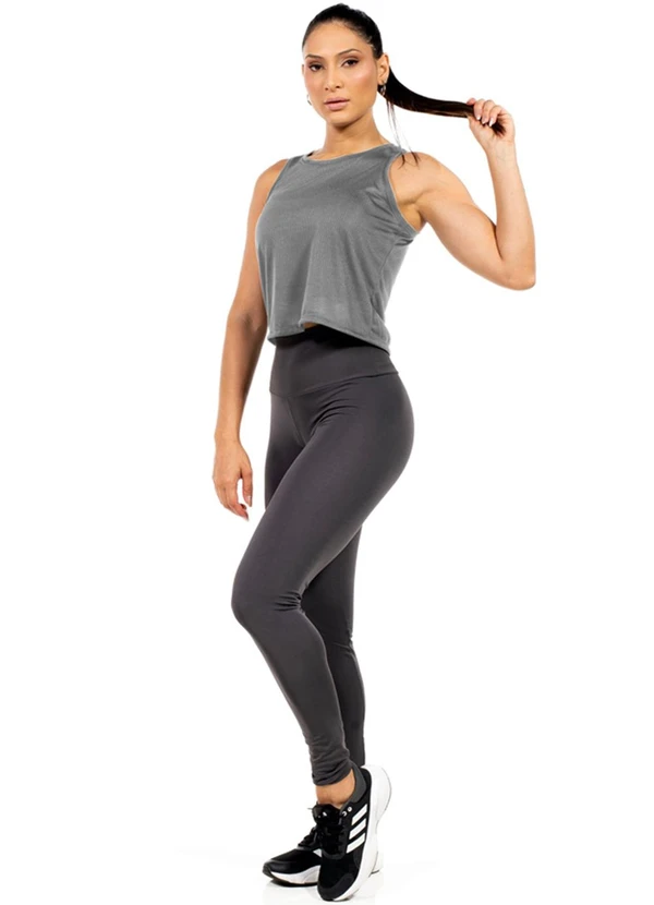 Cobertura - Regata Fitness Feminina Cropped Cinza 2