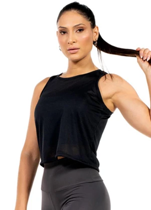 Cobertura - Regata Fitness Feminina Cropped Preto - COBERTURA