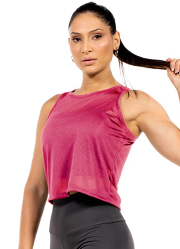 Cobertura - Regata Fitness Feminina Cropped Rosa