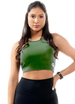 Cobertura - Regata Fitness Feminina Cropped Verde - COBERTURA