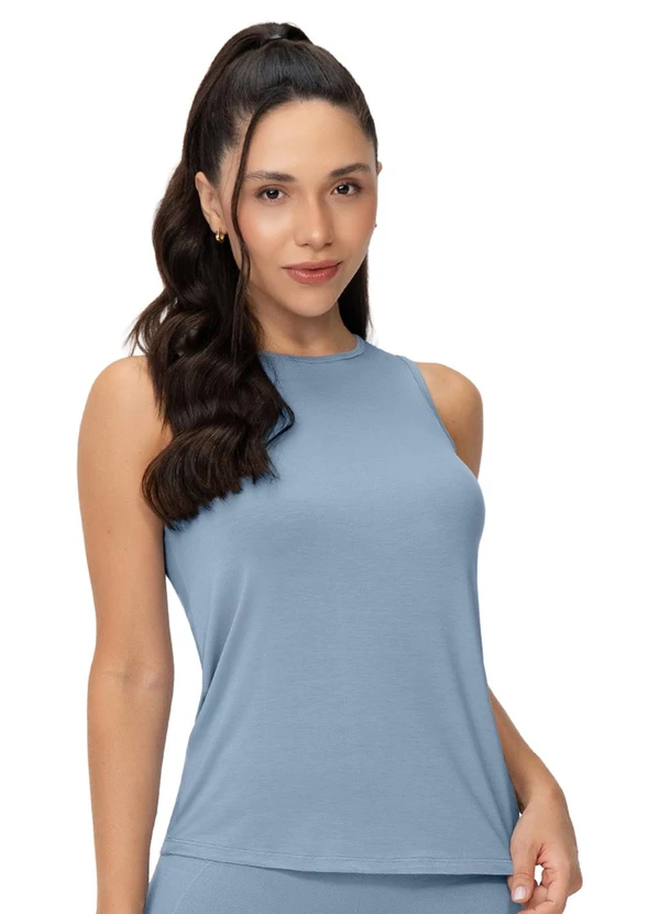 Zee Rucci - Regata Fitness Feminina Tecido Modal Azul Claro