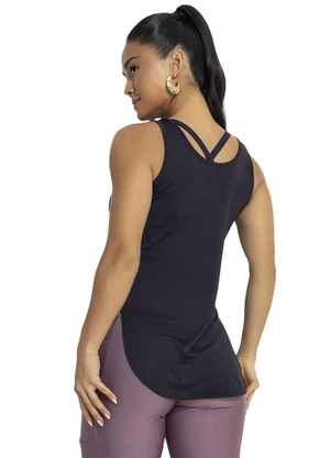 Jancris - Regata Preto em Malha com Elastano - JANCRIS