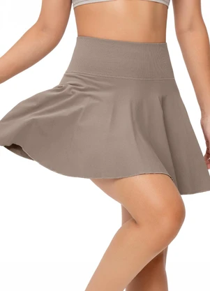 Zee Rucci - Saia Cós Alto com Short Interno e Bolso Marrom - ZEE RUCCI