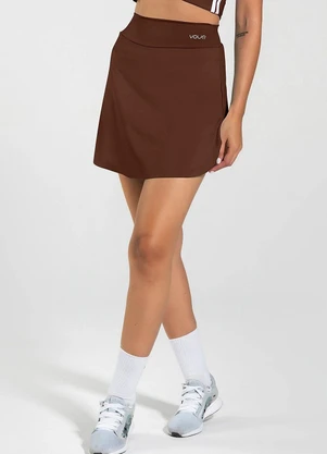 Vouq - Short Saia Fit-Tech Sport com Bolso Marrom - VOUQ