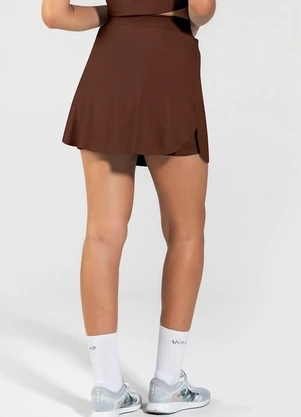 Vouq - Short Saia Fit-Tech Sport com Bolso Marrom - VOUQ