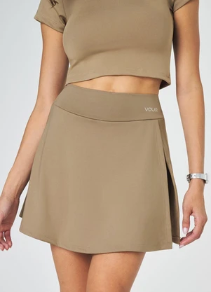 Vouq - Short Saia Ftiness Fit-Tech com Bolso Amêndoa - VOUQ