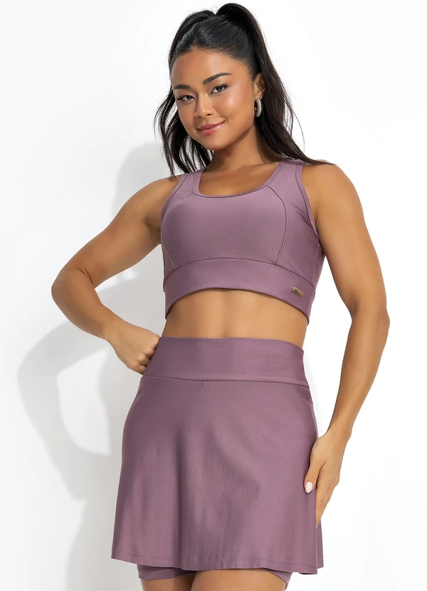 Jancris - Short-Saia Lilás Escuro em Malha com Elastano 8