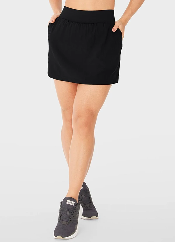 Enfim - Shorts Saia Evasê Active Preto