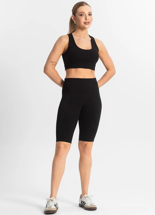 Select - Bermuda Ciclista Feminina em Cotton Pesado Preto 3