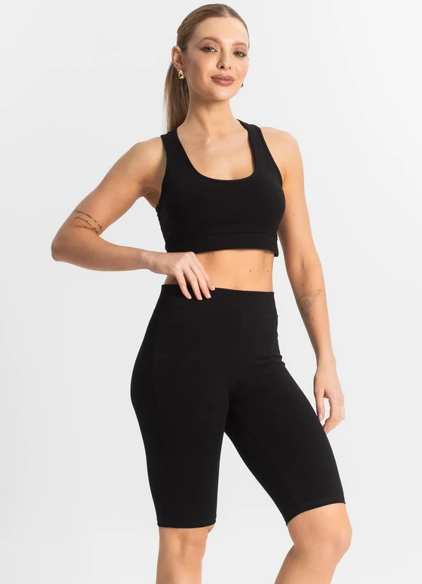 Select - Bermuda Ciclista Feminina em Cotton Pesado Preto 4