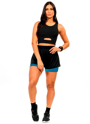 Cobertura - Short com Short Embutido Feminina Azul - COBERTURA