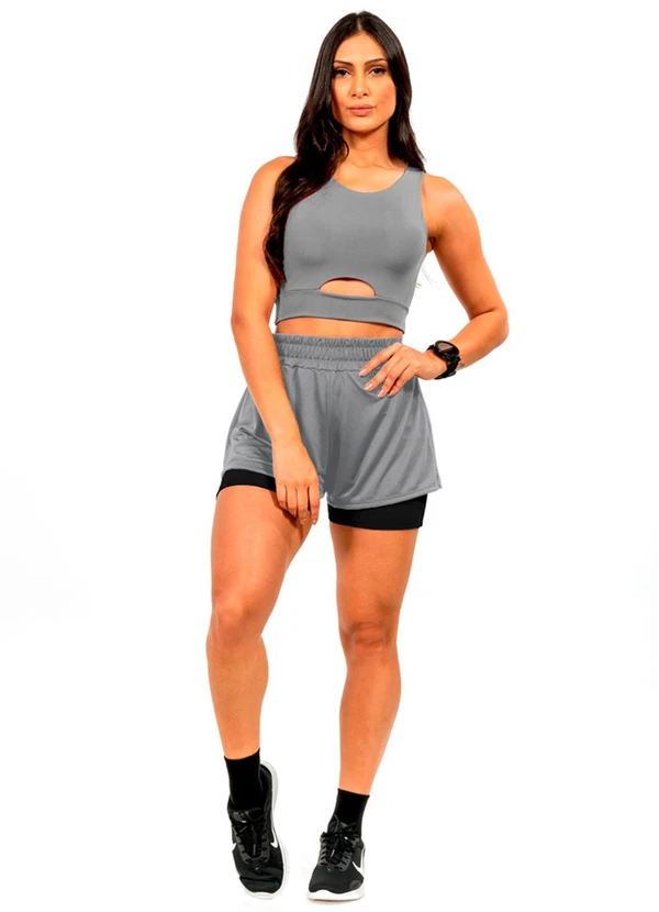 Cobertura - Short com Short Embutido Feminina Preto 2