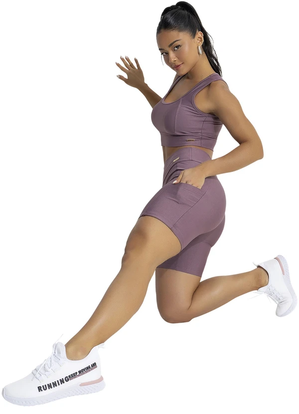 Jancris - Short Lilás Escuro em Malha com Elastano 6