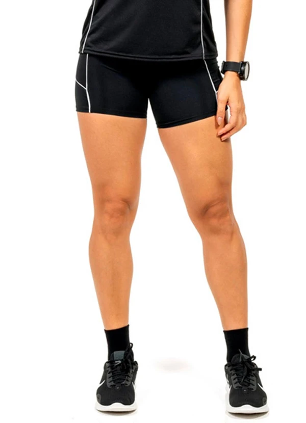Cobertura - Short Power com Recorte Feminina Preto