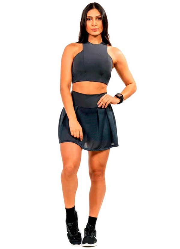 Cobertura - Short Power com Saia Feminina Cinza 2