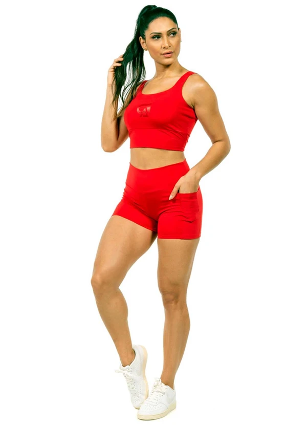 Cobertura - Short Power Feminina Vermelho 2