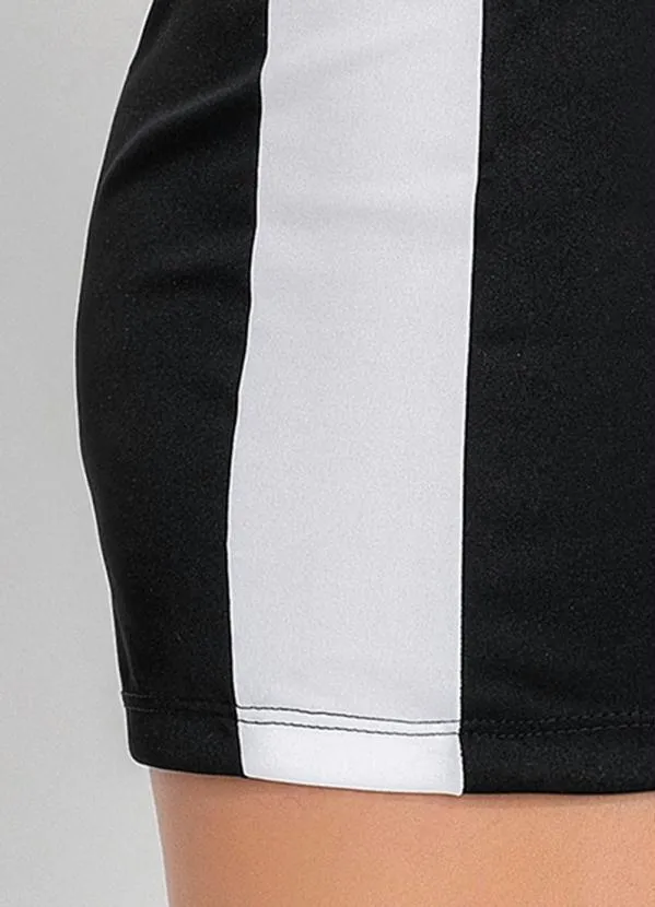 Alma Dolce - Shorts Cintura Alta Preta/Branca com Recortes 3