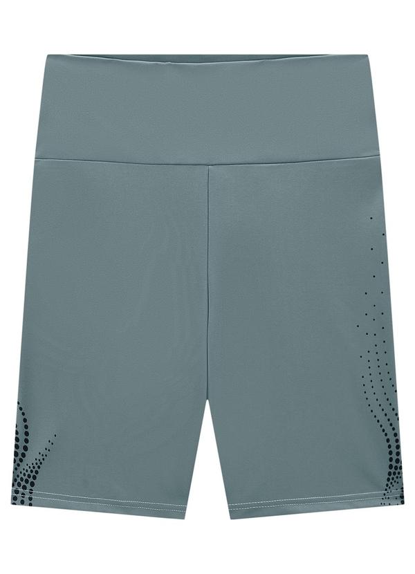 Enfim - Shorts Cinza Azulado Justo Dry Estampa Lateral