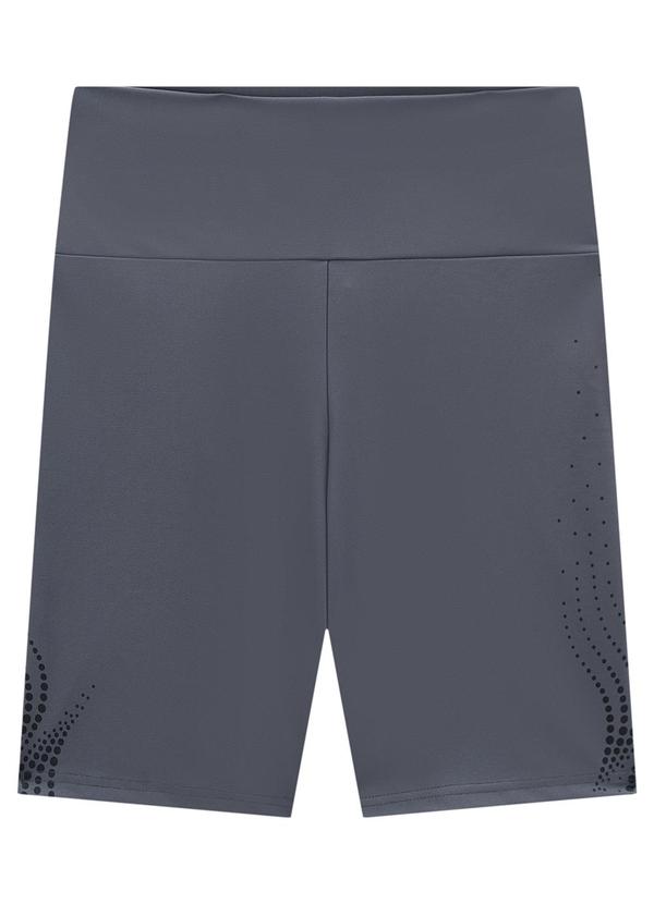Enfim - Shorts Cinza Chumbo Justo Dry Estampa Lateral