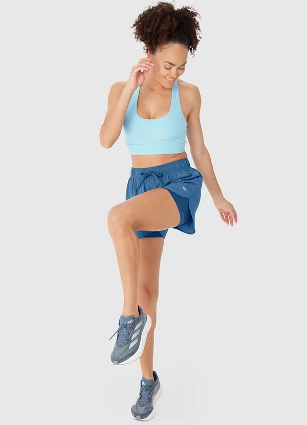 Malwee - Shorts Duplo com Refletivo Azul Petróleo 4