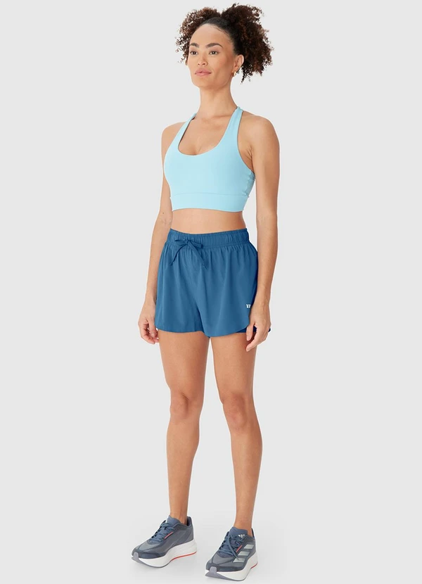 Malwee - Shorts Duplo com Refletivo Azul Petróleo 5