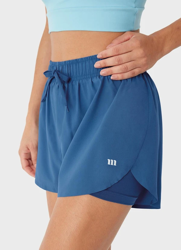 Malwee - Shorts Duplo com Refletivo Azul Petróleo 6