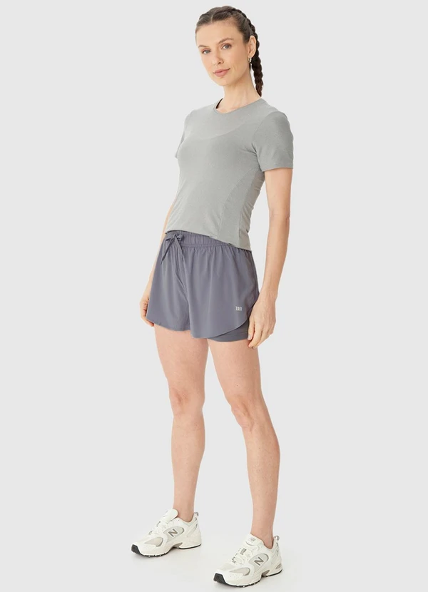 Malwee - Shorts Duplo com Refletivo Cinza 3