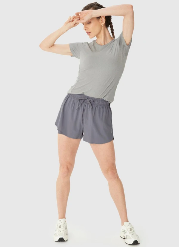 Malwee - Shorts Duplo com Refletivo Cinza 4