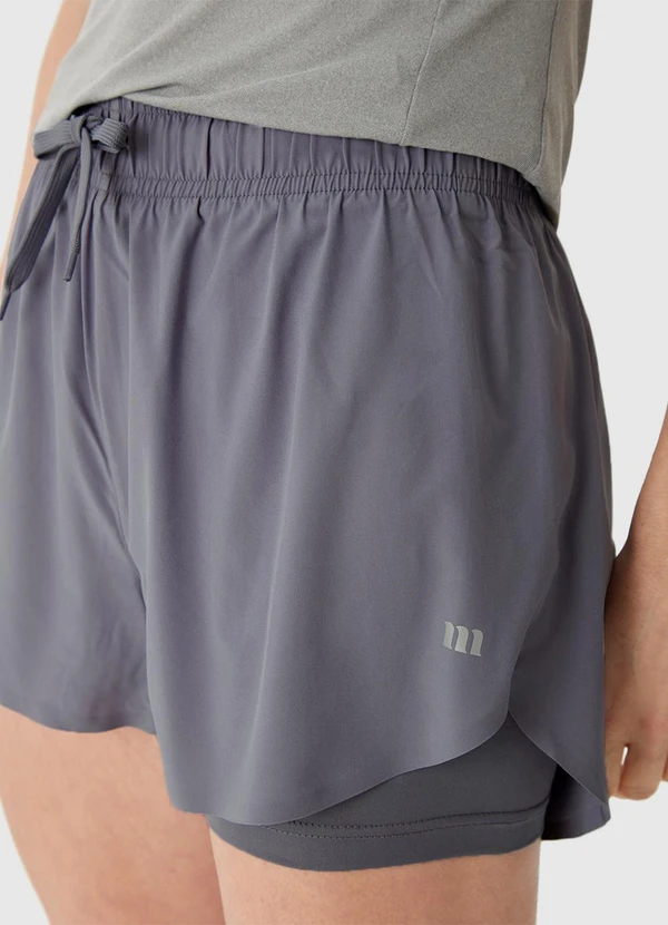 Malwee - Shorts Duplo com Refletivo Cinza 6