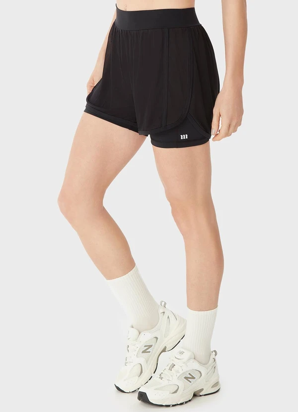 Malwee - Shorts Duplo com Refletivo Preto 1