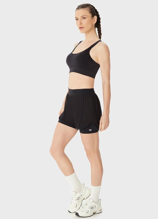 Malwee - Shorts Duplo com Refletivo Preto 2