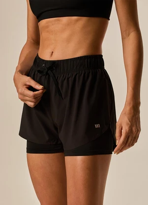 Malwee - Shorts Duplo com Refletivo Preto - MALWEE