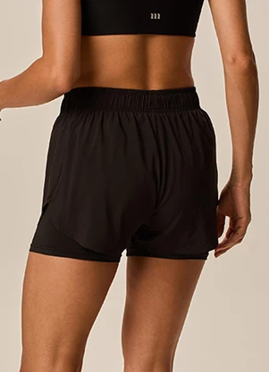 Malwee - Shorts Duplo com Refletivo Preto - MALWEE