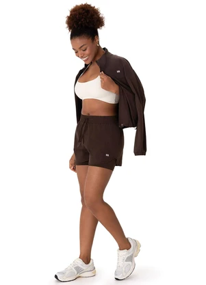 Malwee - Shorts Duplo em Tafetá Active Marrom Escuro - MALWEE
