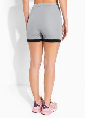 Alma Dolce - Shorts Esportiva Cinza e Preta Cintura Alta - ALMA DOLCE