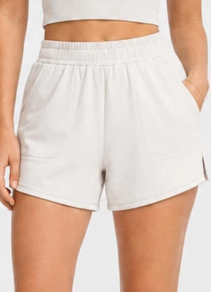 Rovitex - Shorts Feminino Fitness em Poliamida Bege - ROVITEX