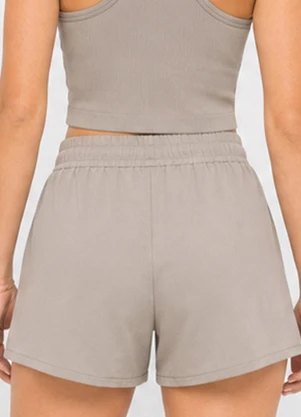 Rovitex - Shorts Feminino Fitness em Poliamida Bege - ROVITEX
