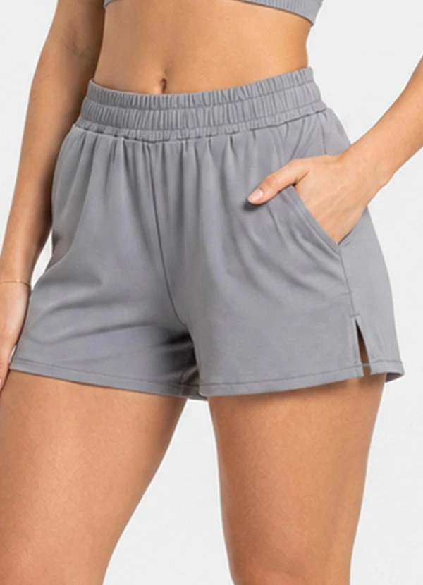 Rovitex - Shorts Feminino Fitness em Poliamida Cinza