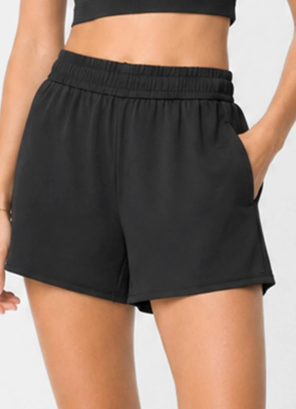 Rovitex - Shorts Feminino Fitness em Poliamida Preto