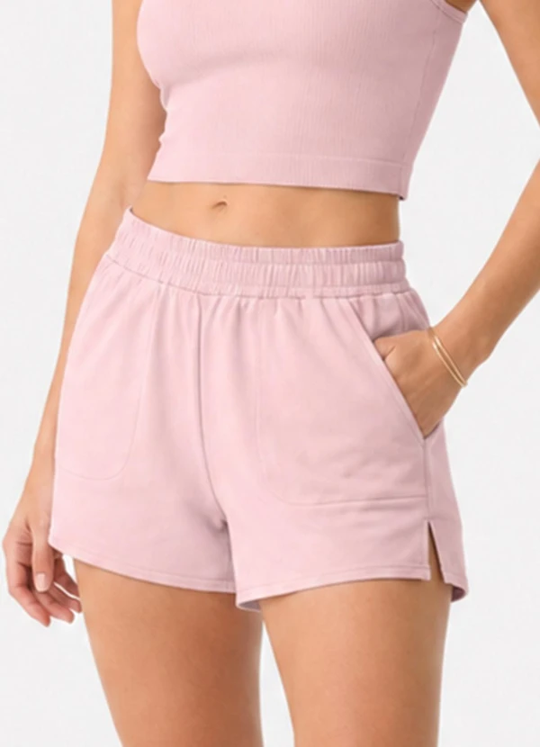 Rovitex - Shorts Feminino Fitness em Poliamida Rosa