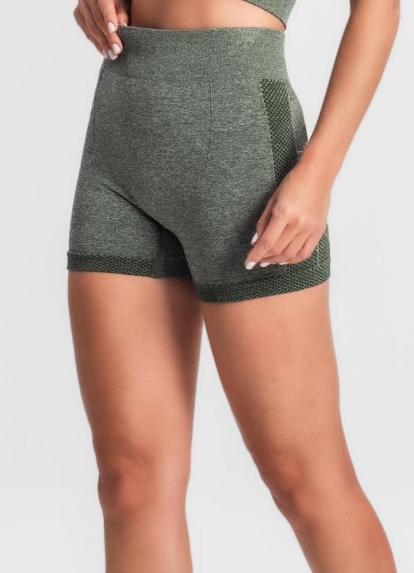 Rovitex - Shorts Fitness Cintura Alta Seamless Verde 1